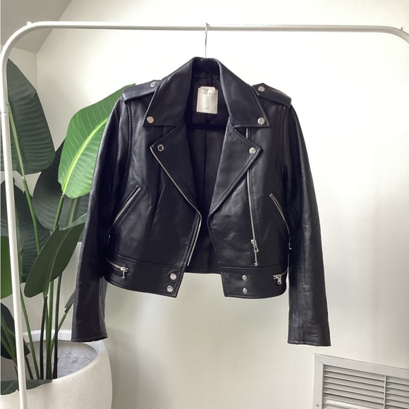 Black Sandro Paris leather jacket - Picture 1 of 4
